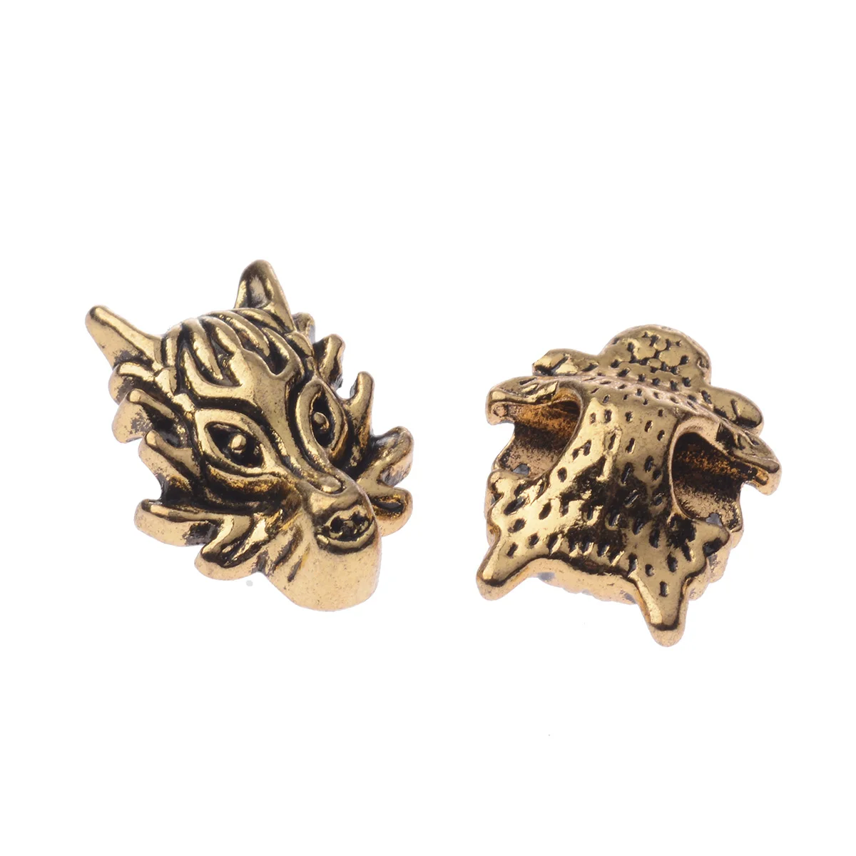 

10pcs/lot Metal Charms DIY Antique Sliver Gold Color Dragon Head Beads Spacer Beads For Jewelry Making