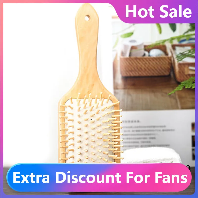 

Деревянная расческа для волос, профессиональная Массажная щетка для здорового образа выпадения волос, расческа для ухода за волосами из ба...