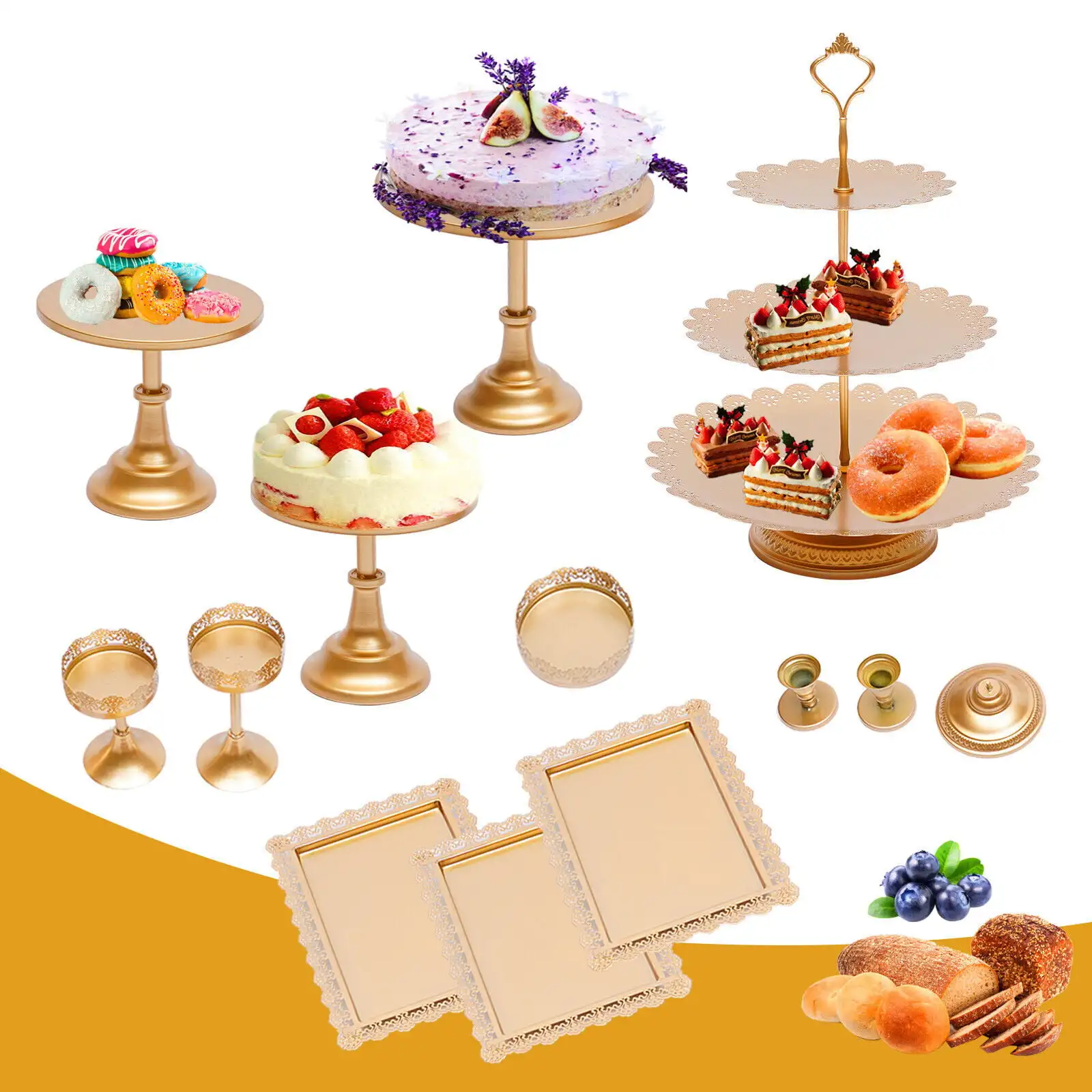 

12pc Wedding Cake Stand Set Metal Cupcake Holder Kit Cake Display Rack