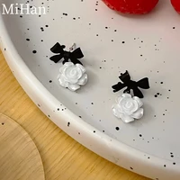 mihan 925 silver needle women jewelry bow bow earrings sweet design white flower drop earrings for women party gifts wholesale