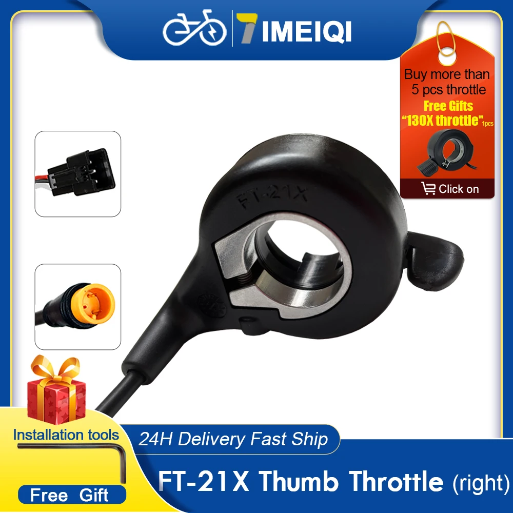 

Ebike Thumb Throttle WUXING FT21X Throttle 24V 36V 48V 60V 72V Electric Bicycle Scooter Conversion Kit 3 Pin Waterproof SM Plug