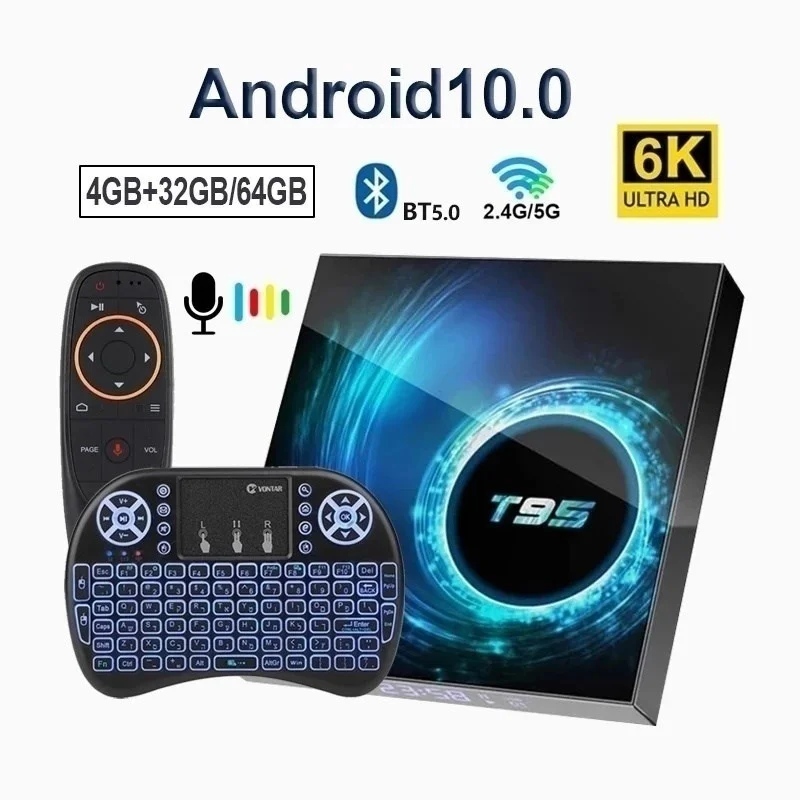 

2022 T95 Smart TV Box 6k 2.4g & 5g Wifi Support BT 128g 6k 16g 32gb 64gb 4k Quad Core Android 10 Set-Top Box Media Player Best