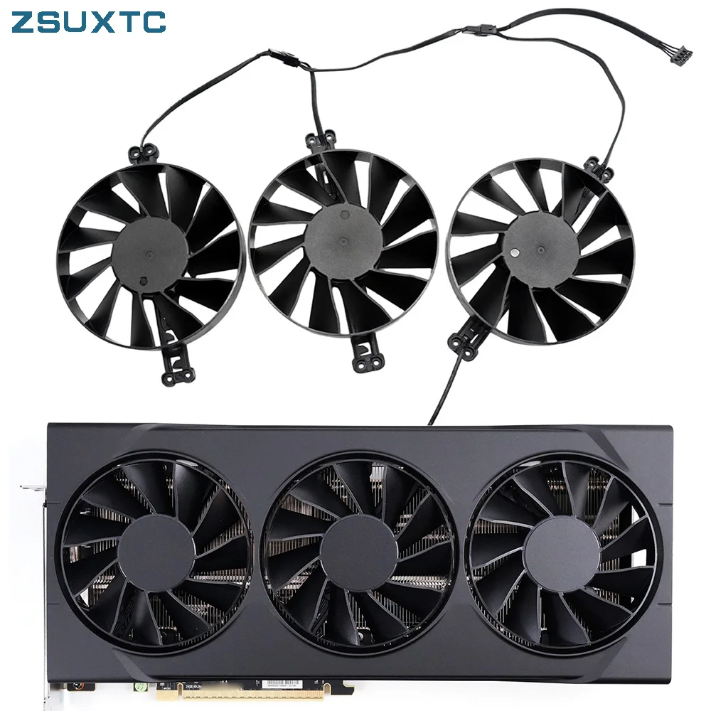 Фото Новый охлаждающий вентилятор 9060XT для видеокарты XFX Radeon RX9060XT SWIFT OC TRIPLE, сменная панель вентилятора с вентилятором №1