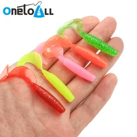onetoall 20 pcs 55 mm soft volume tail fishing lure silicone aritificial carp worm bait bass pike wobbler bionic swimbait tackle