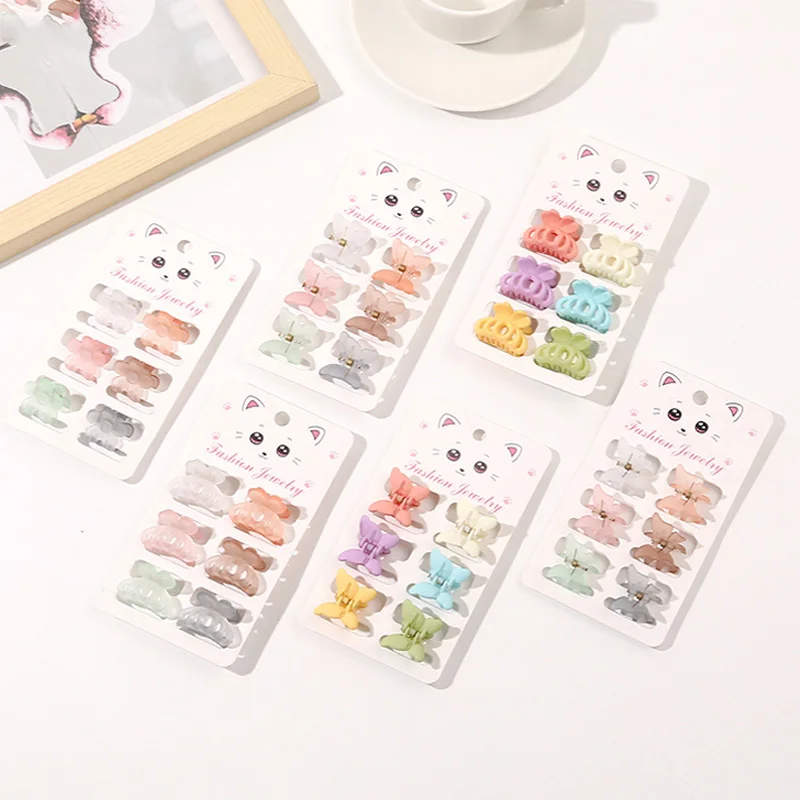 

Корейские акриловые заколки с маленькими цветами, 6 шт./компл., мини-заколки для волос, матовые заколки для волос, простые пластиковые женски...