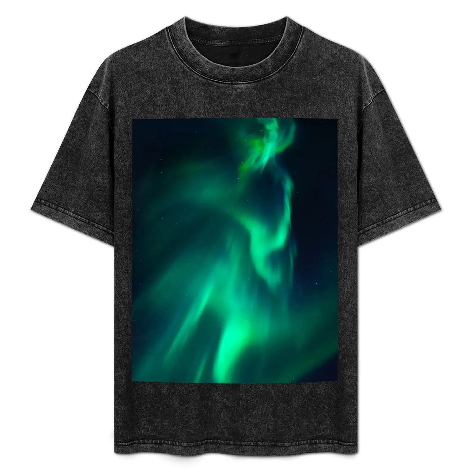 Северное сияние Аврора Бореалис Ночное небо Зеленый Футболка Аляски летняя