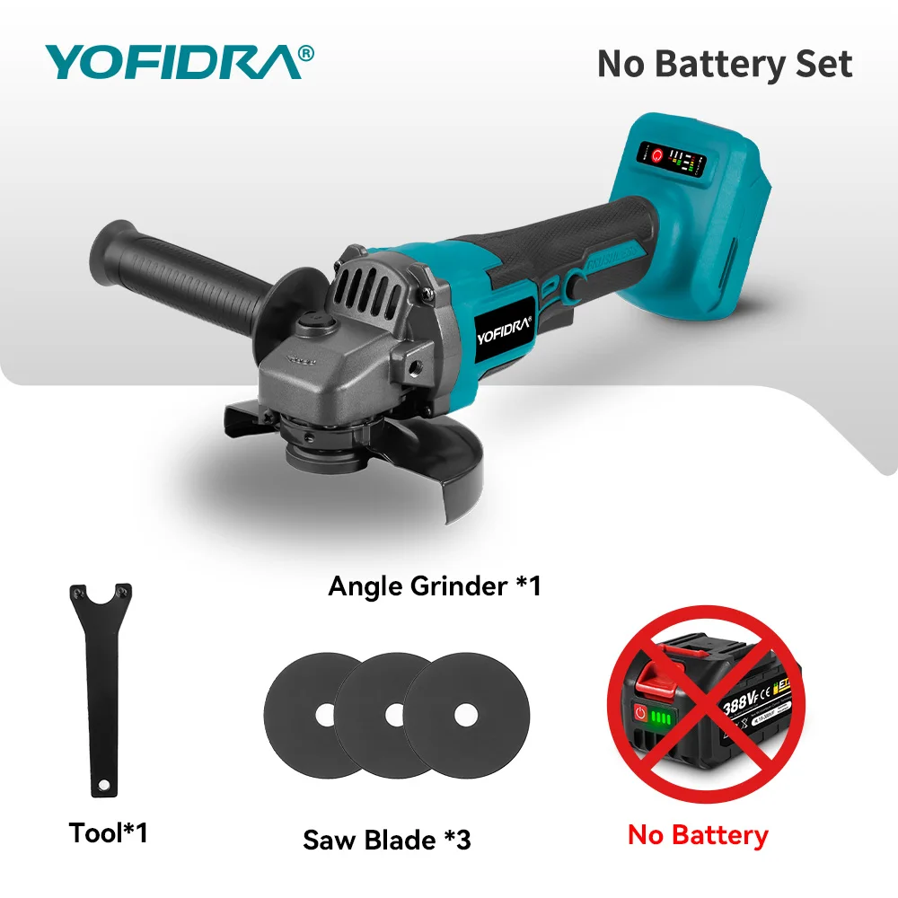 YOFIDRA Бесщеточная угловая шлифовальная машина 125 мм