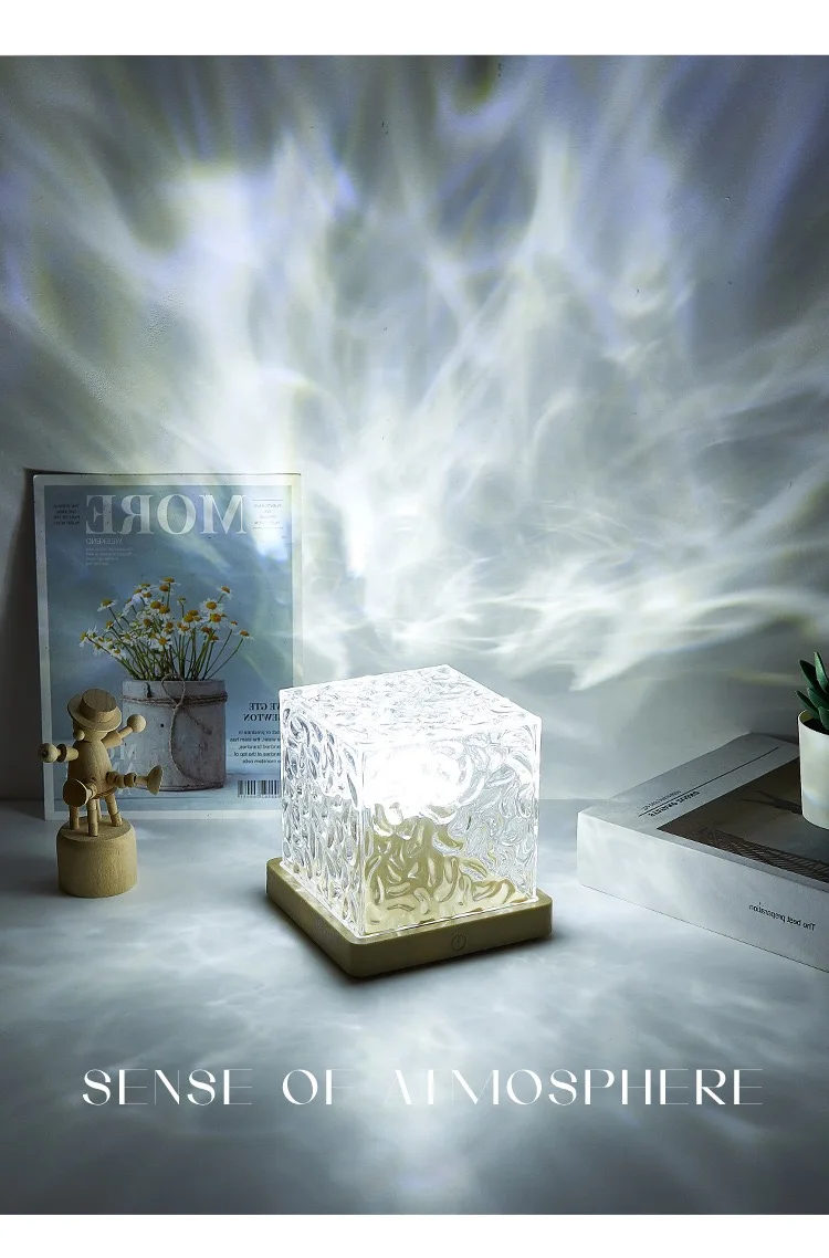 

Crystal Lamp Water Ripple Projector Night Light Decoration Home Houses Bedroom Aesthetic Atmosphere Holiday Gift Sunset Lights