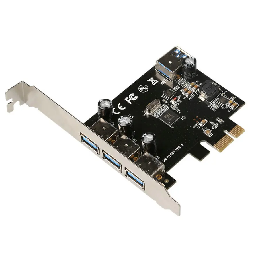 

4 ports USB3.0 To pci-e PCI Express Controller riser Card adapter PCIE adaptator For desktop PC