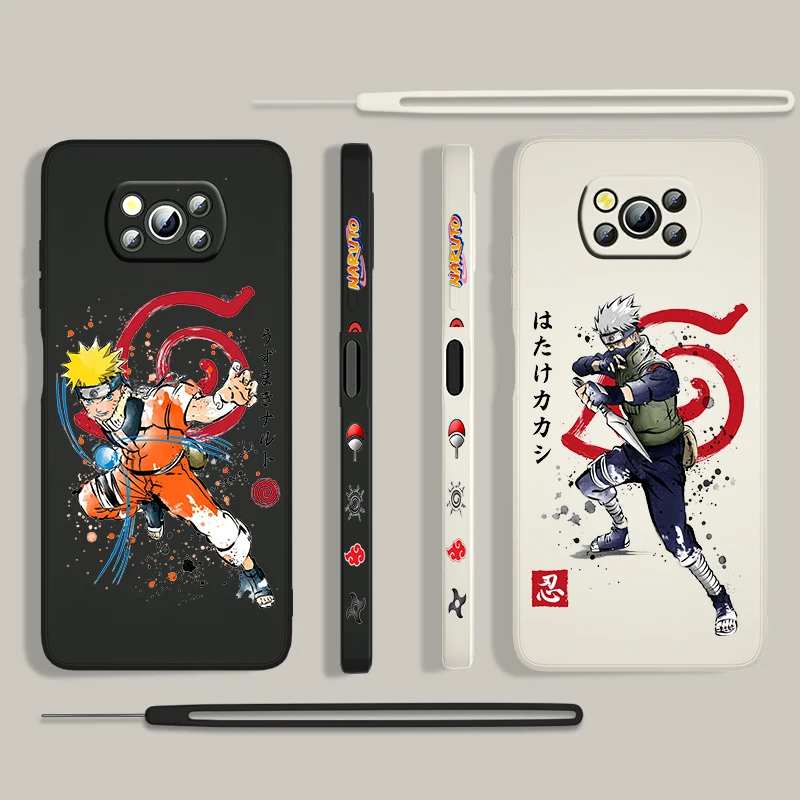 

Naruto Kakashi Anime For Xiaomi POCO X3 NFC F3 GT M4 M3 M2 Pro C3 X2 11 Ultra Silicone Liquid Left Rope Phone Case Cover Capa