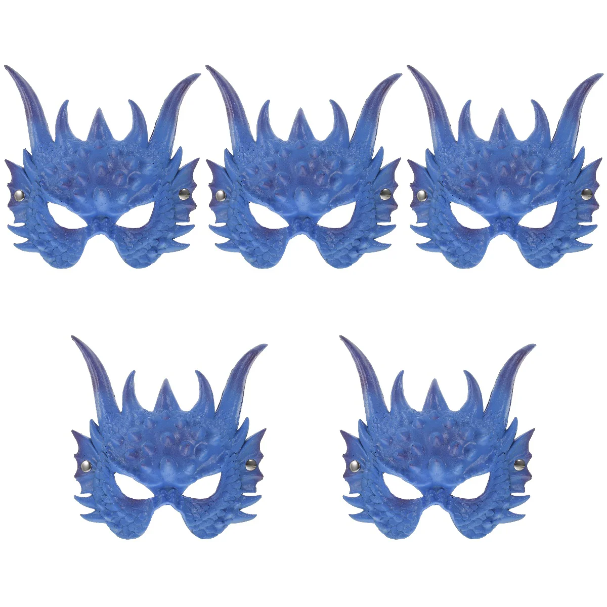 Set 5 Cosplay Masks Dragon Masquerade Head Apparel 25X23CM Carnival Blue Pu Dress-up Halloween Miss