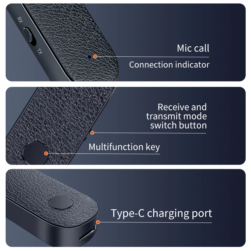 Блютуз приемник-передатчик с функцией громкой связи, разъемом 3,5 мм AUX, стерео RCA и адаптером беспроводной аудиосистемы HIFI для телевизора, компьютера, наушников и автомобиля.