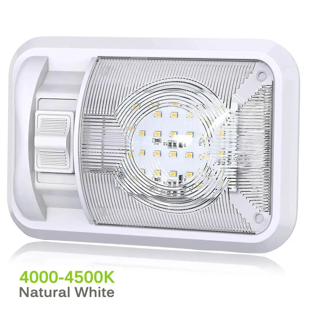 

12v Led Rv Ceiling Dome Light 300lm 4000-4500k Interior Lighting Lamp With On/off Switch For Trailer