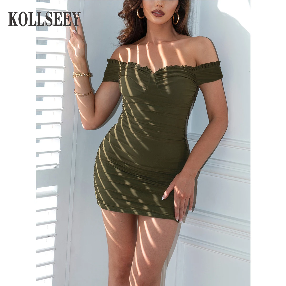 

Бренд KOLLSEEY, летняя облегающая женская одежда, без рукавов, сатиновое Сетчатое облегающее платье-корсет с оборками и перекрестным подолом