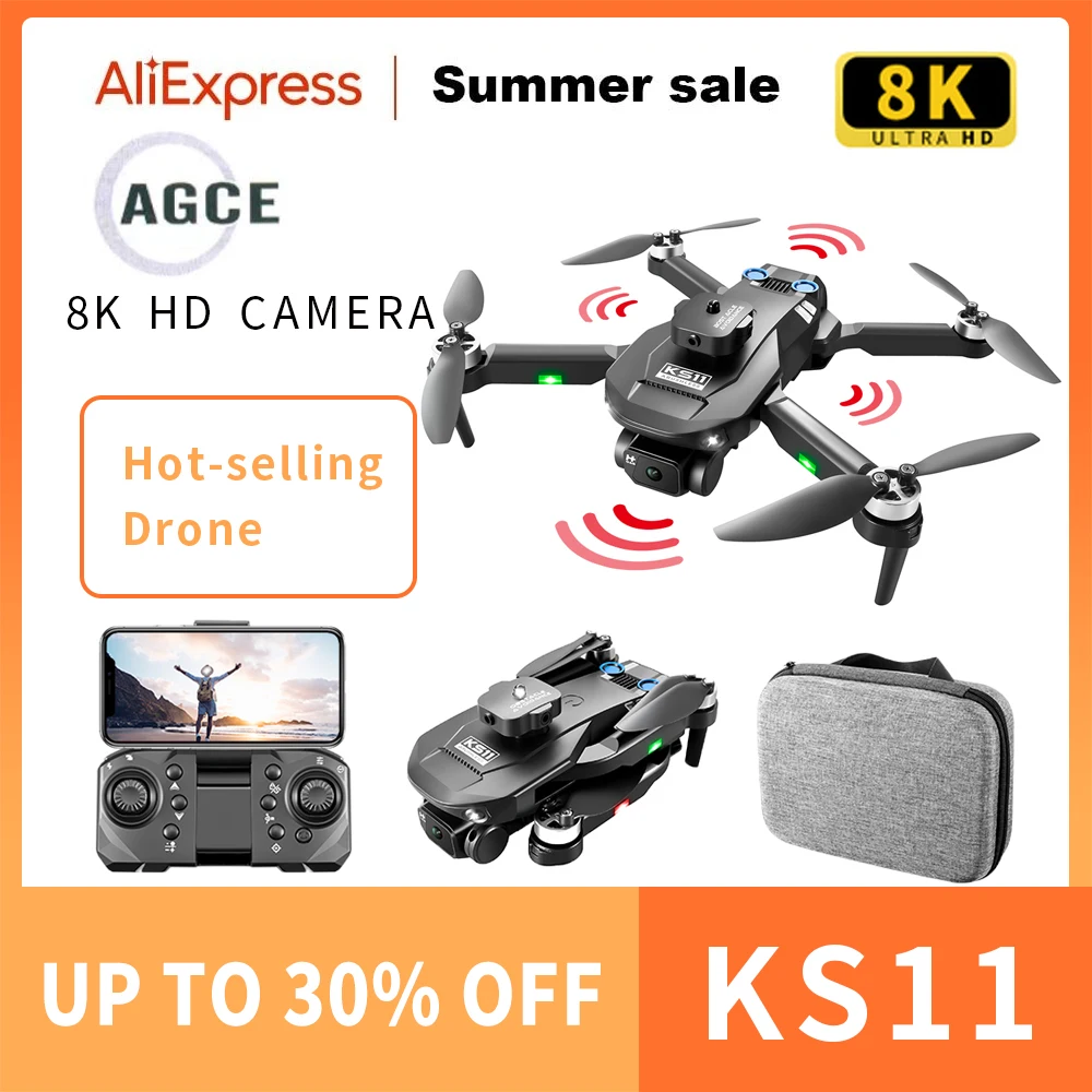 

AGCE New KS11 Mini Drone 4K Professional 8K Dual Camera Obstacle Avoidance Optical Flow Positioning Brushless RC Dron Quadcopter