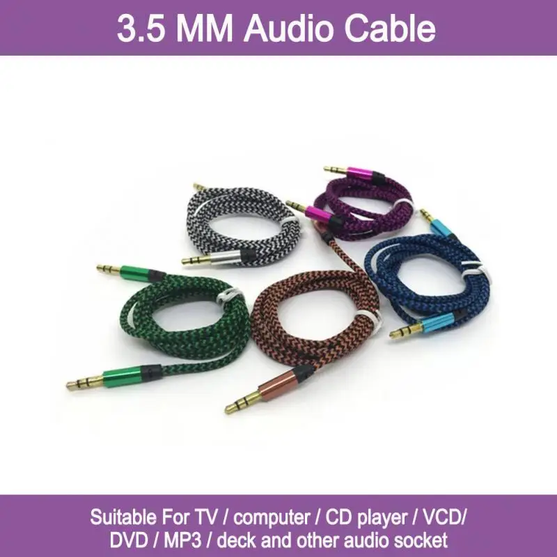

3.5 Mm Plug Color Nylon Braided Car Audio Cable Suitable For Portable CD / MP3 Players And Other Digital Audio Equipment 1M