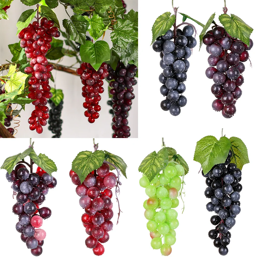 

36 Grain Fake Simulation Fruit Fresh Grapes Bunches Hanging Artificial Raisins Diy Plastic Christmas Garden Wedding Decoration