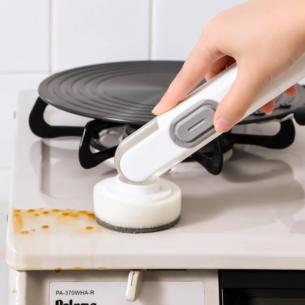 

Кухонная Чистящая Щетка 2 в 1, губка, автоматический диспенсер жидкости, щетка для мытья посуды для сковороды, инструмент для домашней кухни