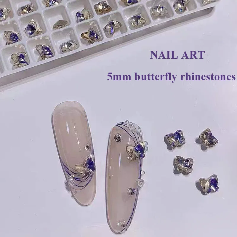 

Стразы с хрустальной бабочкой для дизайна ногтей, 20 шт./лот, 5 мм, K9, блестящие стеклянные камни Auraro, стразы с бабочкой для украшения ногтей