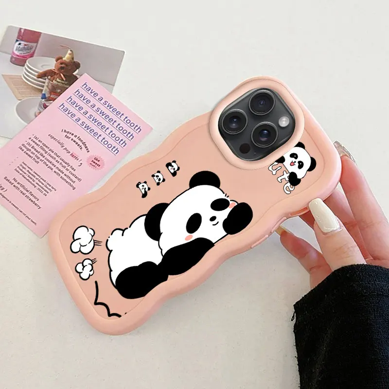 Модный чехол для телефона Panda Macalong iPhone XR 11 12 13 14 15 PRO MAX PLUS мягкий с волнистыми