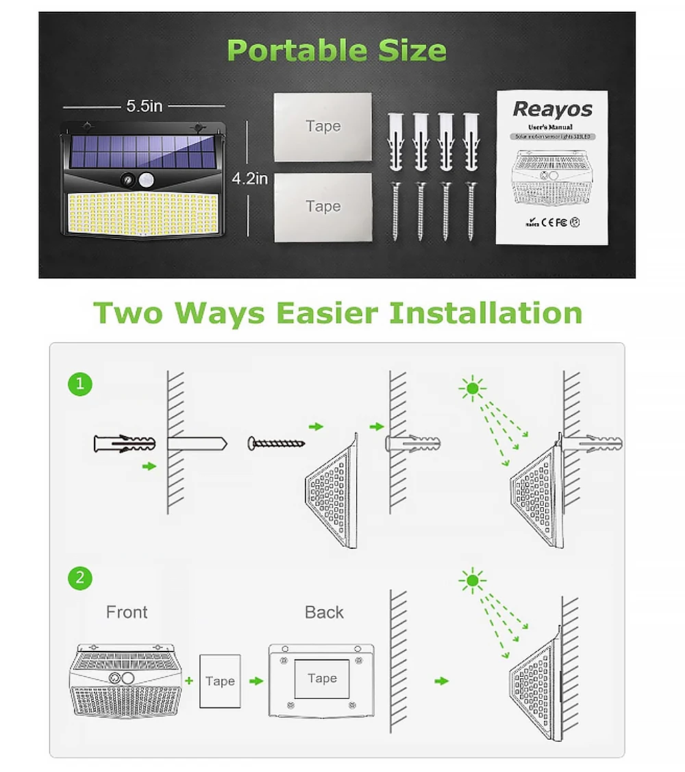 3 режима водонепроницаемые 318 светодиодные фонари с датчиком движения на