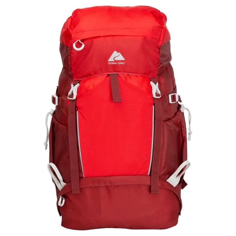 Ozark Trail 47 Liter Hydration Compatible, Hiking, Camping, Travel Backpack, Red, Unisex