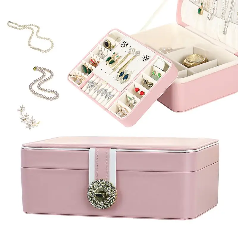 

Modern Style Jewelry Case Portable Jewelry Holder Box For Woman Pink Colour Jewelry Storage Organizer Box For Earrings Rings
