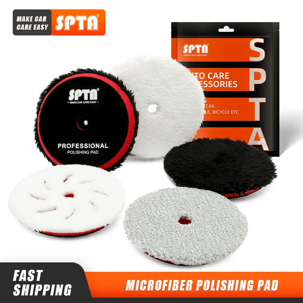 

(Singel Sale) SPTA 3"/5"/6" Fast Finishing Microfiber Polishing Pad Polishing Pads Buffing Pad Disc Kits For DA/RO Car Polisher