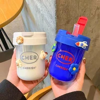 300ml mini colorful coffee water bottle for girl straw cup travel outdoor cute home drinking mug gift