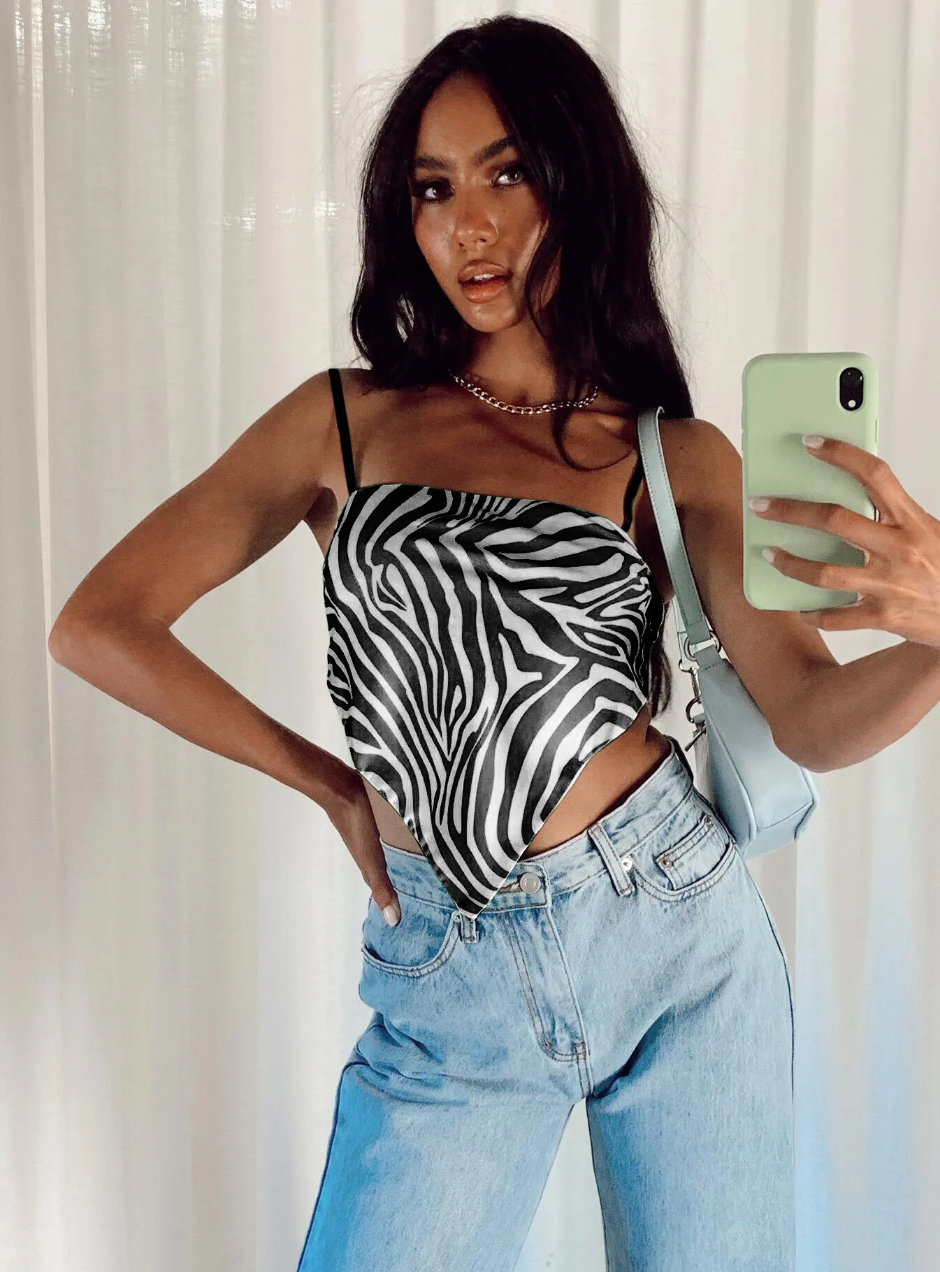 

Digital Printing Women's Sexy Sling Ultra Short Cropped Navel Sling Fashion Triangle Vest Summer Ladies Tops