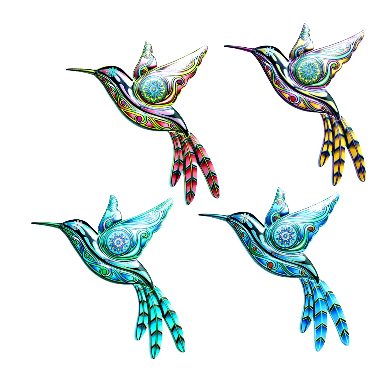 

Metal Colorful Birds Wall Art Décor Metal Colorful Birds 3D Outdoor Sculpture 4 Pack Iron Outdoor Decor Ornaments Metal