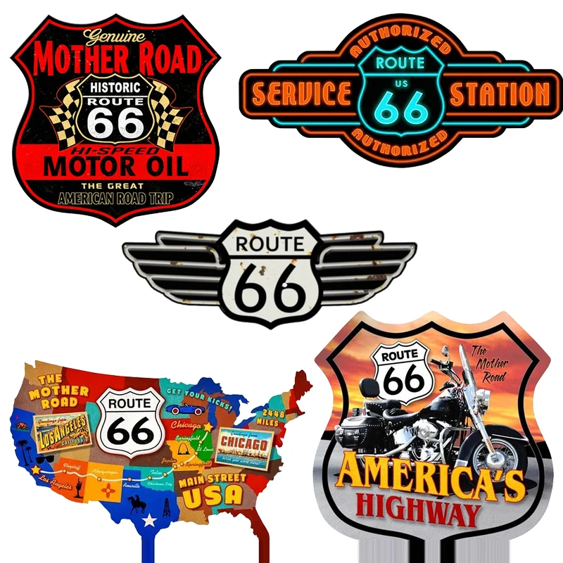 

LYKX Fashion Classic Route 66 Service Sign JDM Car Sticker Windshield Bumper Motorcycle Helmet Decal High Quality Vinyl Cover
