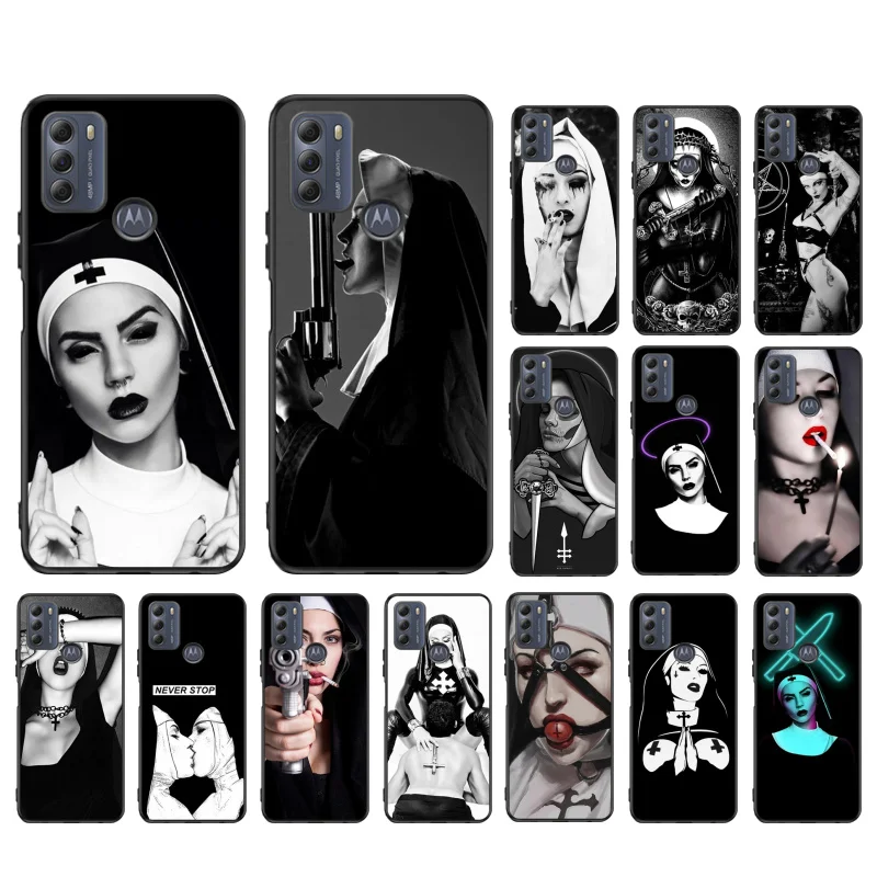 

Sister Style Nun Sexy Girl Phone Case for Motorola Moto G9 Plus G7 G8 Play G7 Power G100 G20 G60 One Action Macro