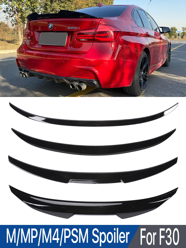 Gloss Black Rear Bumper Lip Trunk Wing MP M4 PSM Style Roof Spoiler Kit for BMW 3 Series F30 F31 F35 2012-2019 Carbon Fiber