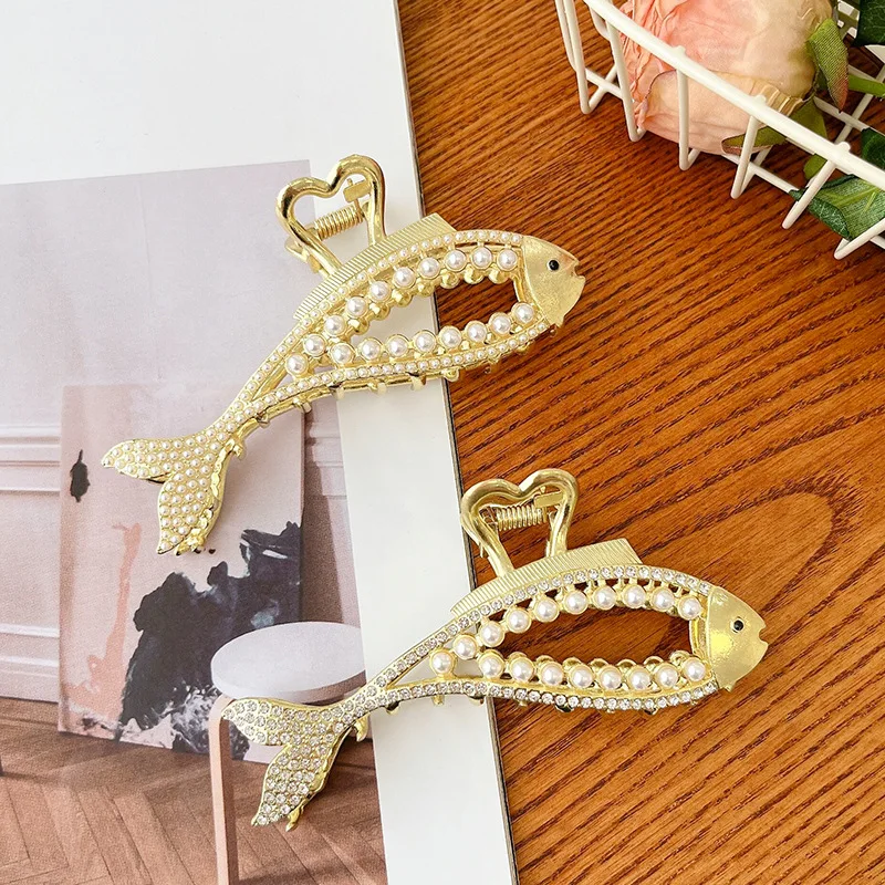 

Korean Mermaid Tail Claw Shark Elegant Silver Geometric Metal Hair Claw Vintage Hair Clips Headband Hairpin Hair Accessories