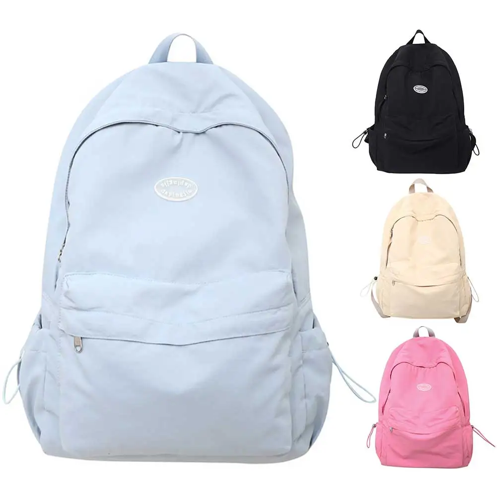 

Unisex Sports Rucksack with Mesh Pockets Hiking Backpack Adjustable Strap Solid Color Lightweight Nylon Leisure Exercise Gym Bag