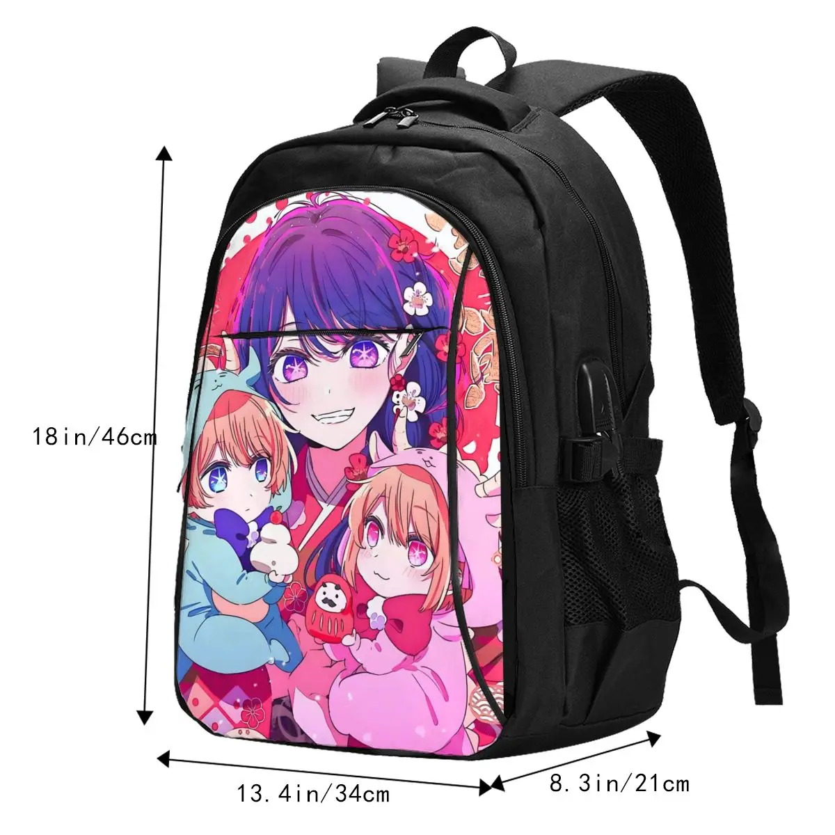 Дорожный рюкзак для ноутбука Anime Oshi No Ko Ai Hoshino деловой водостойкий с USB-портом