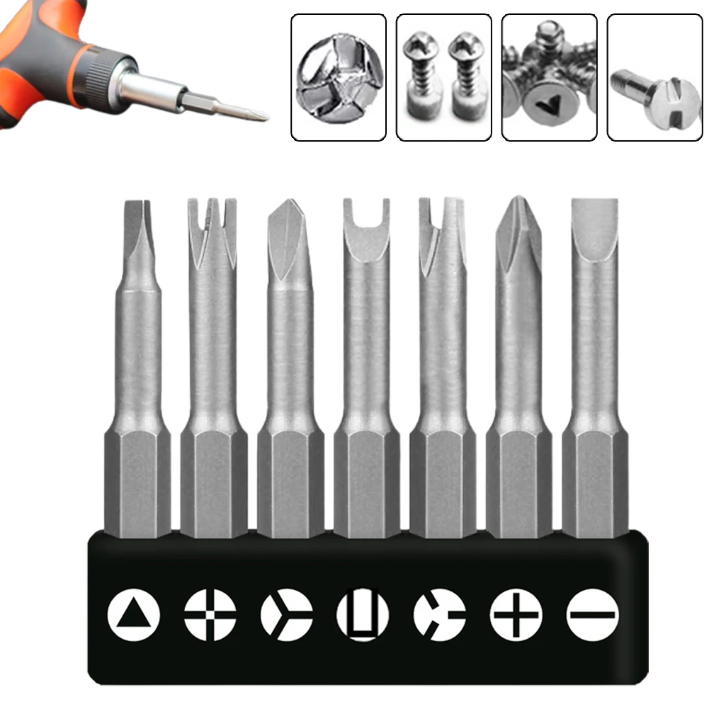 

7pcs 50mm Special-Shaped Screwdriver Set PH2 U Y Shape Triangle Three Points, Four Points PH2 SL Screwdriver Bits Hand Tools