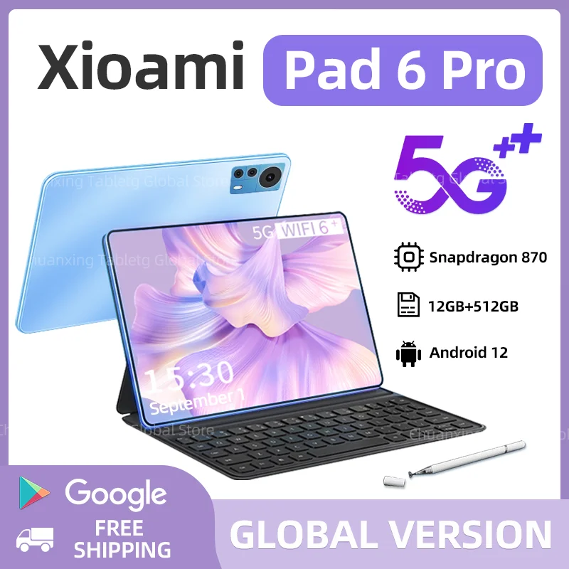 

2023 Global Version Pad 6 Pro Tablet Android 12 Snapdragon 870 IPS 12GB+512GB 5G Tablets PC 11 Inch 10000mAh Dual SIM Card WIFI