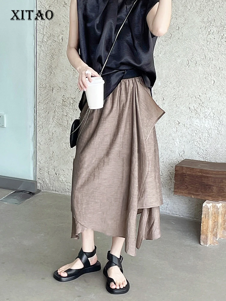 

XITAO Irregular Patchwork Skirt Loose Fashion Solid Color Casual Simplicity Temperament All-match 2022 New Women WLD7907