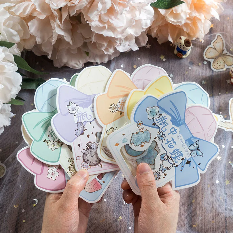 

30 шт., бронзовые наклейки в виде цветов и бабочек