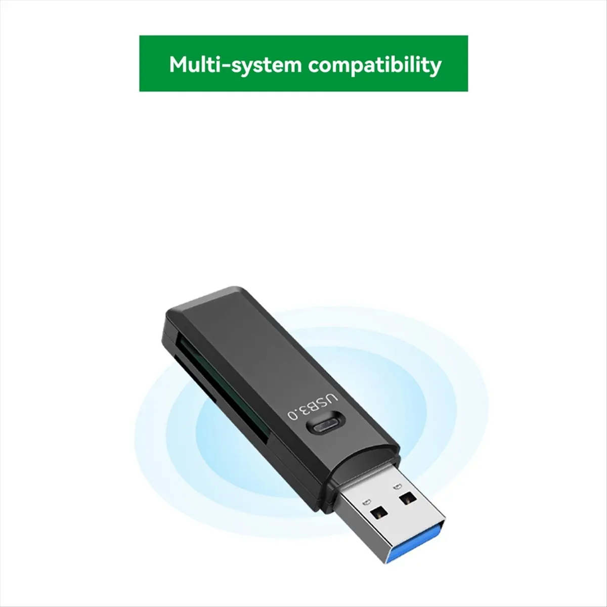 Фото Эксклюзивный устройство чтения карт USB 3.0 2 в 1, устройство чтения карт TF/SD, высокоскоростная передача данных, устройство чтения смарт-карт для ПК, ноутбука, черный №2