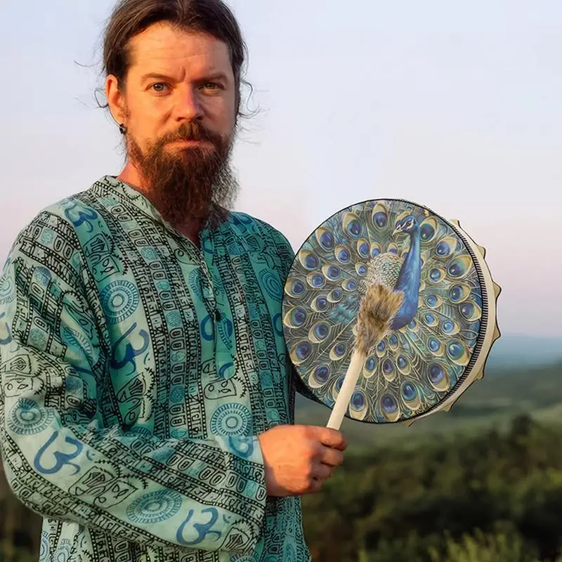 Духовный барабан шамана родные инструменты Сибирский узор Птицы 9 8 дюймов