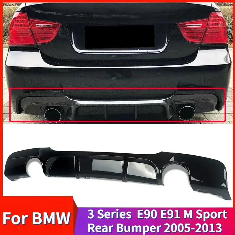 do BMW serii 3 325i 335i E90 E91 M Sport 2005-2013 tylny zderzak dyfuzor osłona wargi zestaw akcesoriów błyszcząca czerń
