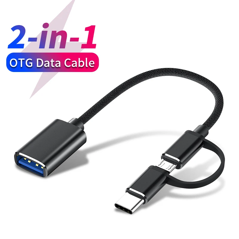 

2 In 1 USB 3.0 OTG Adapter Cable Type C Micro USB Male to USB 3.0 Female Converter Type-C Microusb OTG Data Transfer Line Cord