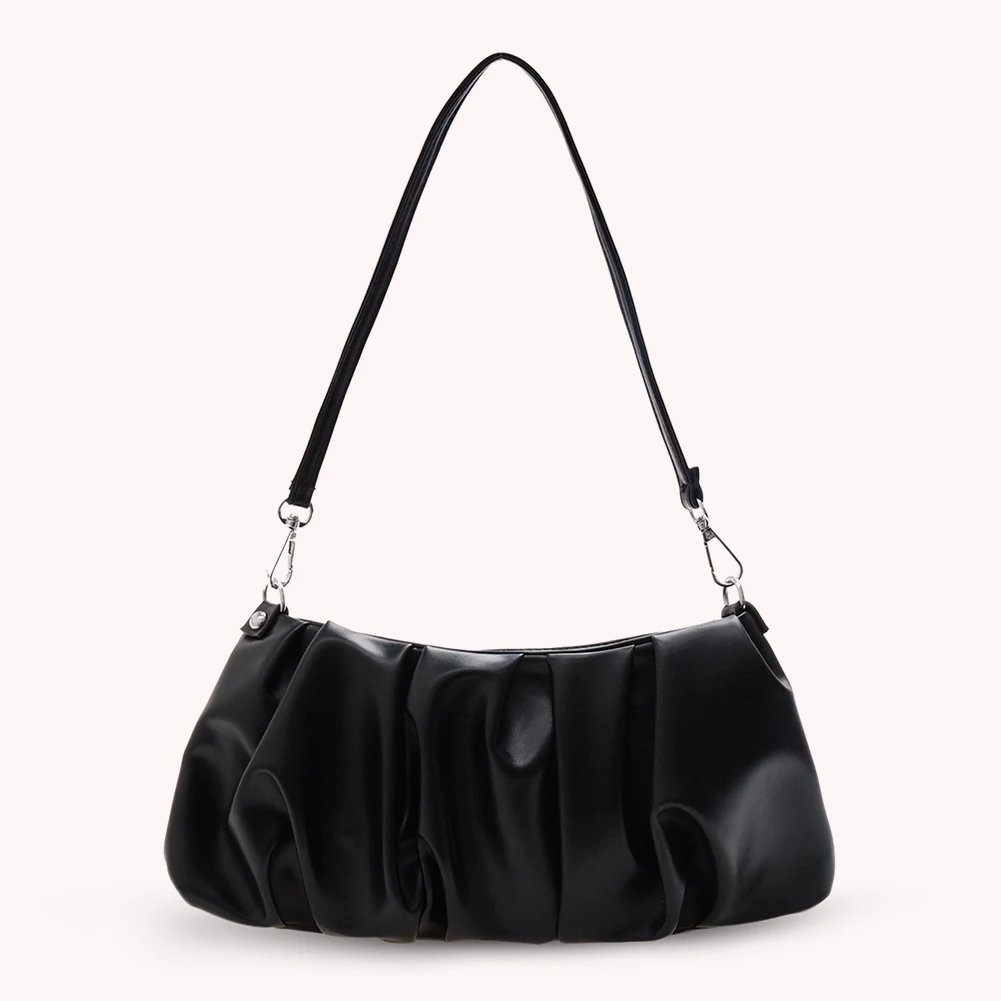 

Youth Ladies Simple Versatile Bag Fashion Ladies Party Wristlet Underarm Bag Cloud Pleated Handbag PU Leather Tote