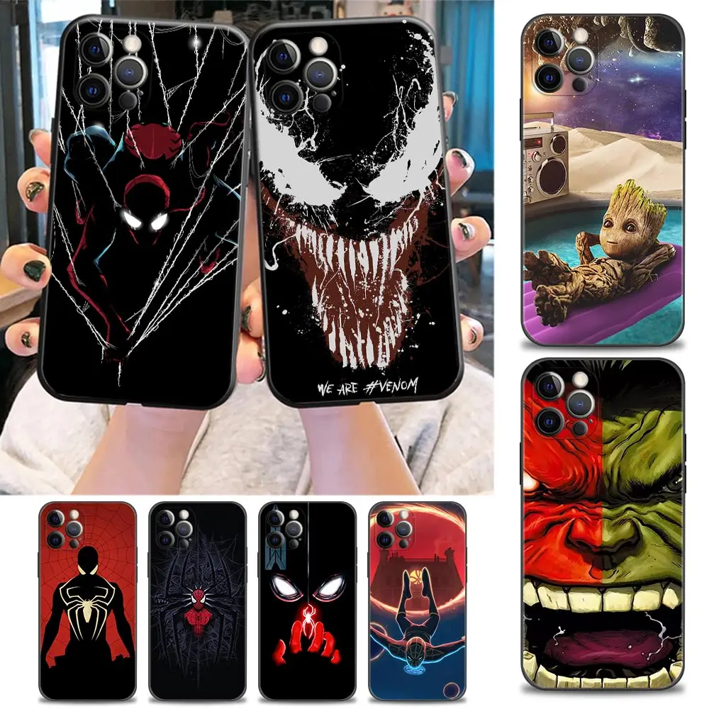 

Fundas Coque Phone Case for iPhone Apple 14 11 12 13 7 8 SE 2022 X XR XS Pro Plus Max Case Capa Para Marvel's Spiderman Groot