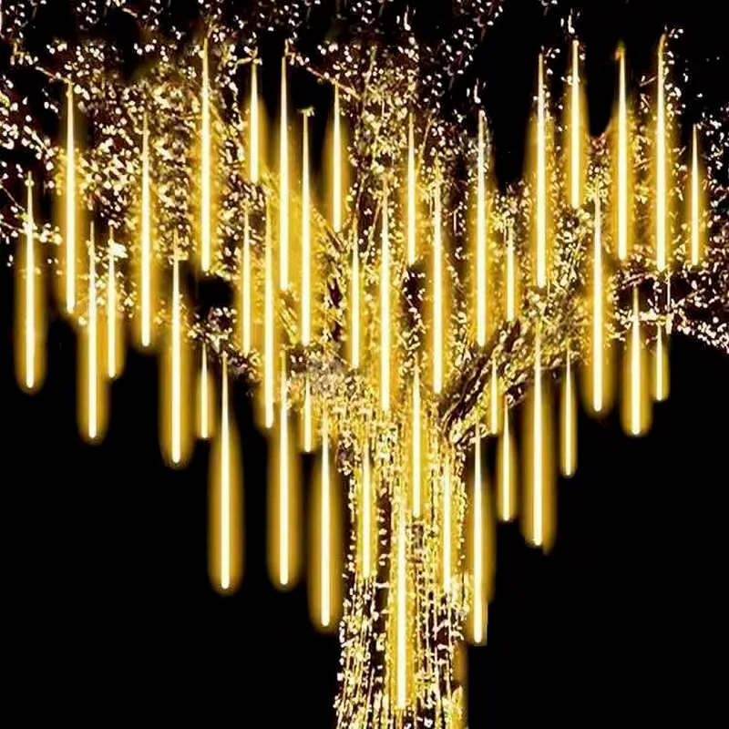 

8 Tubes Meteor Shower Rain Led String Lights Street Garlands Christmas Tree Decorations for Outdoor New Year Fairy Garden Lights