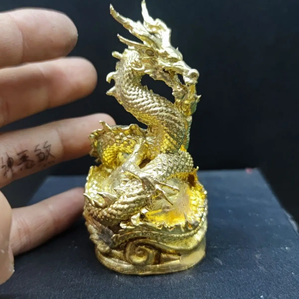

9 см твердая Чистая медь золотистый дракон домашний декор настольные поделки скульптура украшение