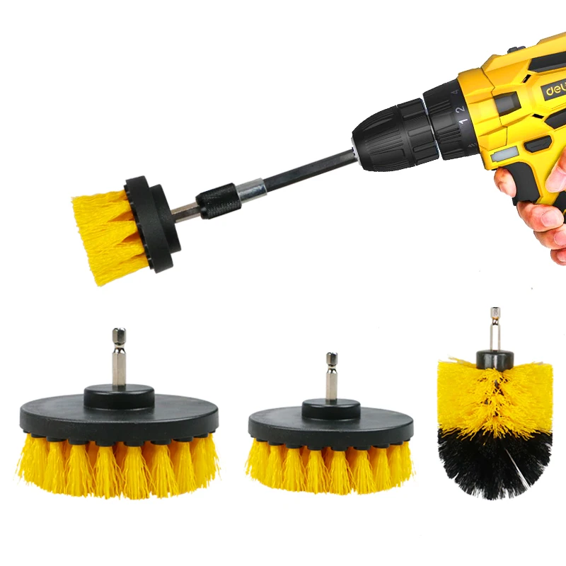 

4pcs/set Drill Brush Set Power Scrubber Brush Polisher Bathroom Stain Polishing Kit with Extender Household Cleaning Tools